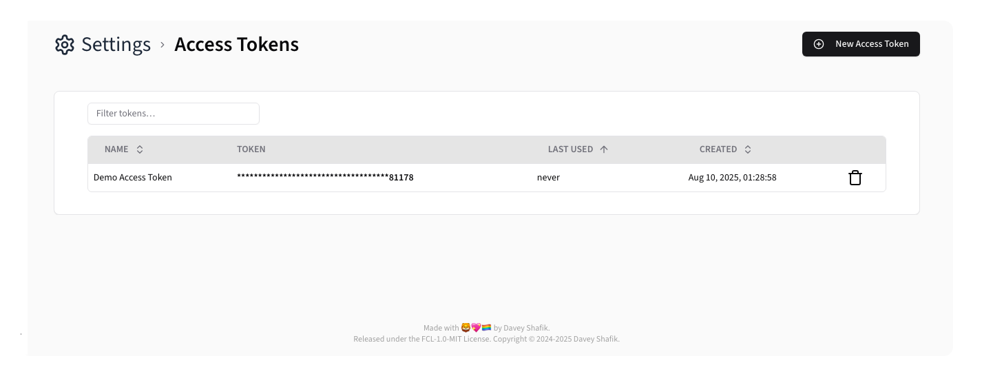 Token List