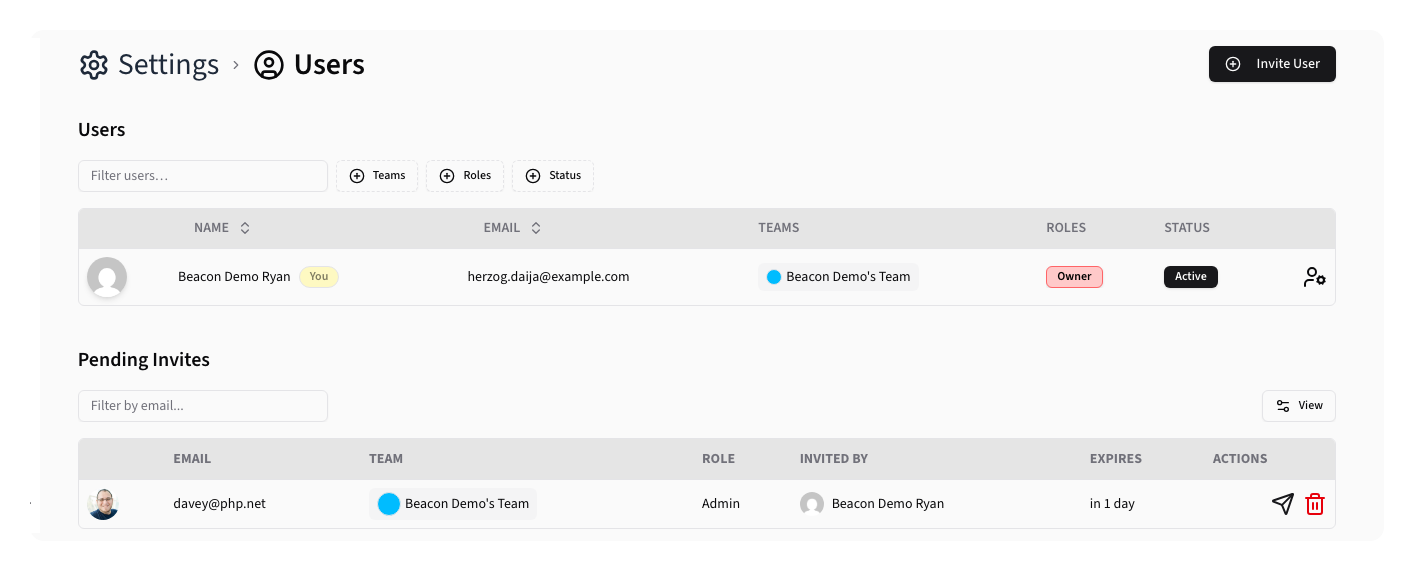 Pending Invitations